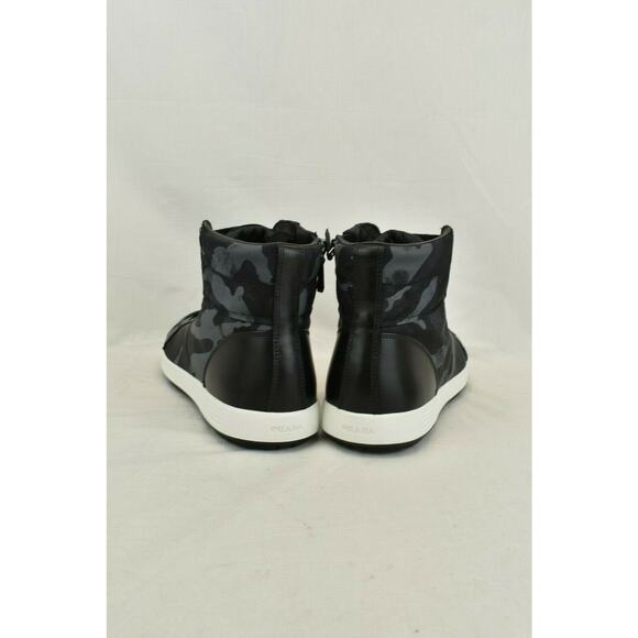 PRADA 4T2842 CAMOUFLAGE FABRIC BLACK BLUE LOGO LACE UP ZIP SNEAKERS 7 US 8 - Picture 7 of 12